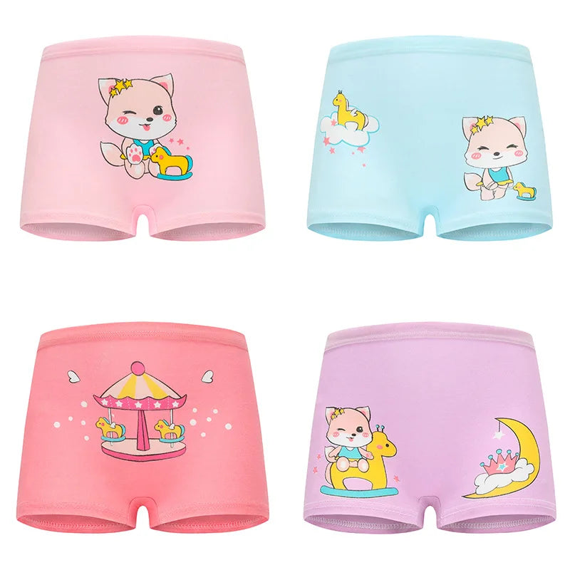 4/8/12 Pcs Children Girls Panties Sets Cotton Cute Cartoon Princess Unicorn Print Child Underwear for Girl Kid Boxer Breathable