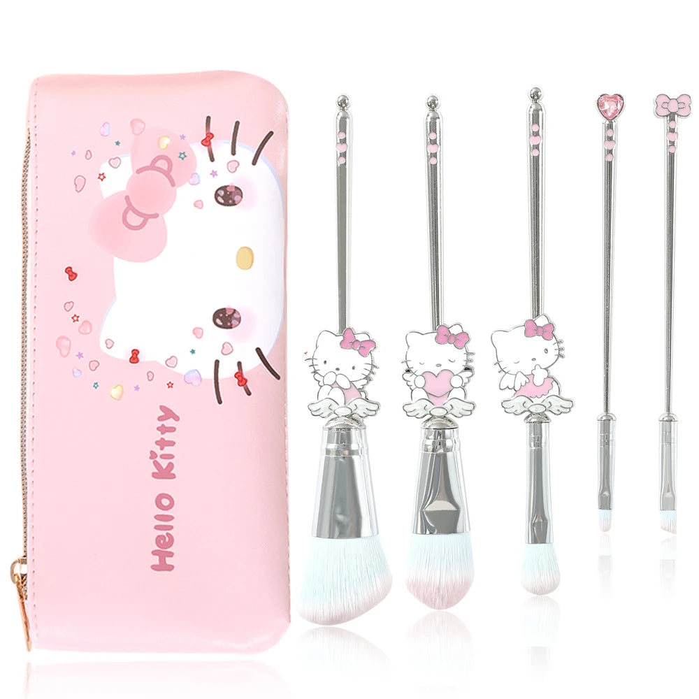 5pcs cute style Holor Kitty makeup brush, super soft Holo Kitty Angel series brush, pink, silver optional, perfect birthday gift