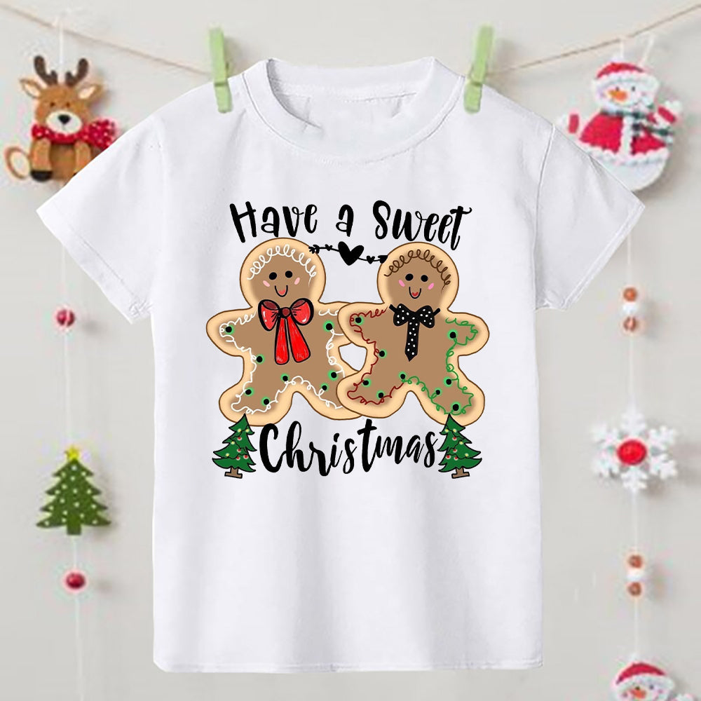 Have A Sweet Christmas Print Family Matching Outfits T-shirt Xmas Party Clothes Daddy Mommy Daughter Son T Shirt Cute Family Set