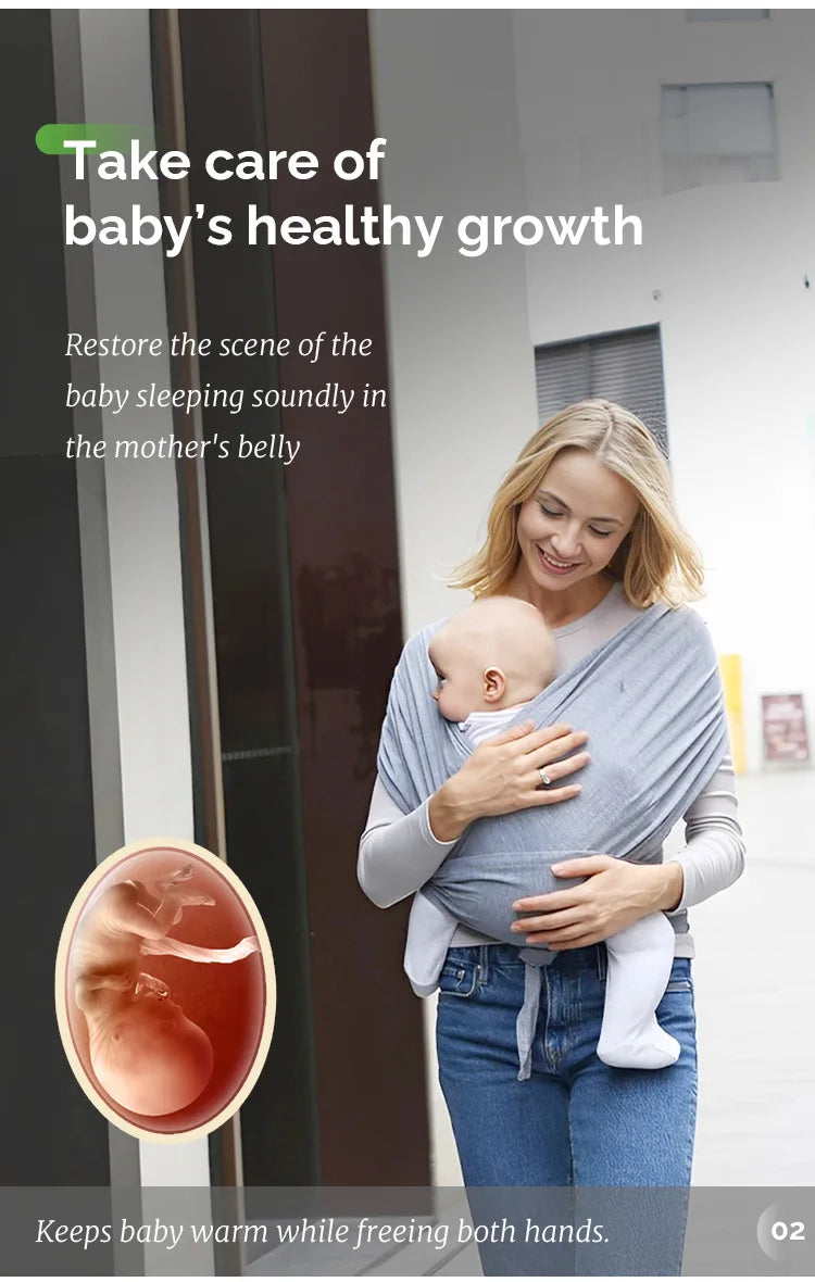 PANGDUBE Ergonomic Baby Wrap Sling Carrier Soft Cotton Kangaroo Sling for Newborns to 36 Months Comfortable Front Baby Carrier