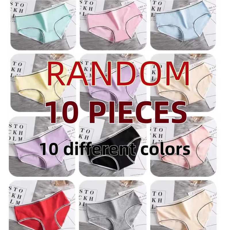 10PC Random Color Girls Cotton Briefs Kids Panties Underwear Pants 10-20