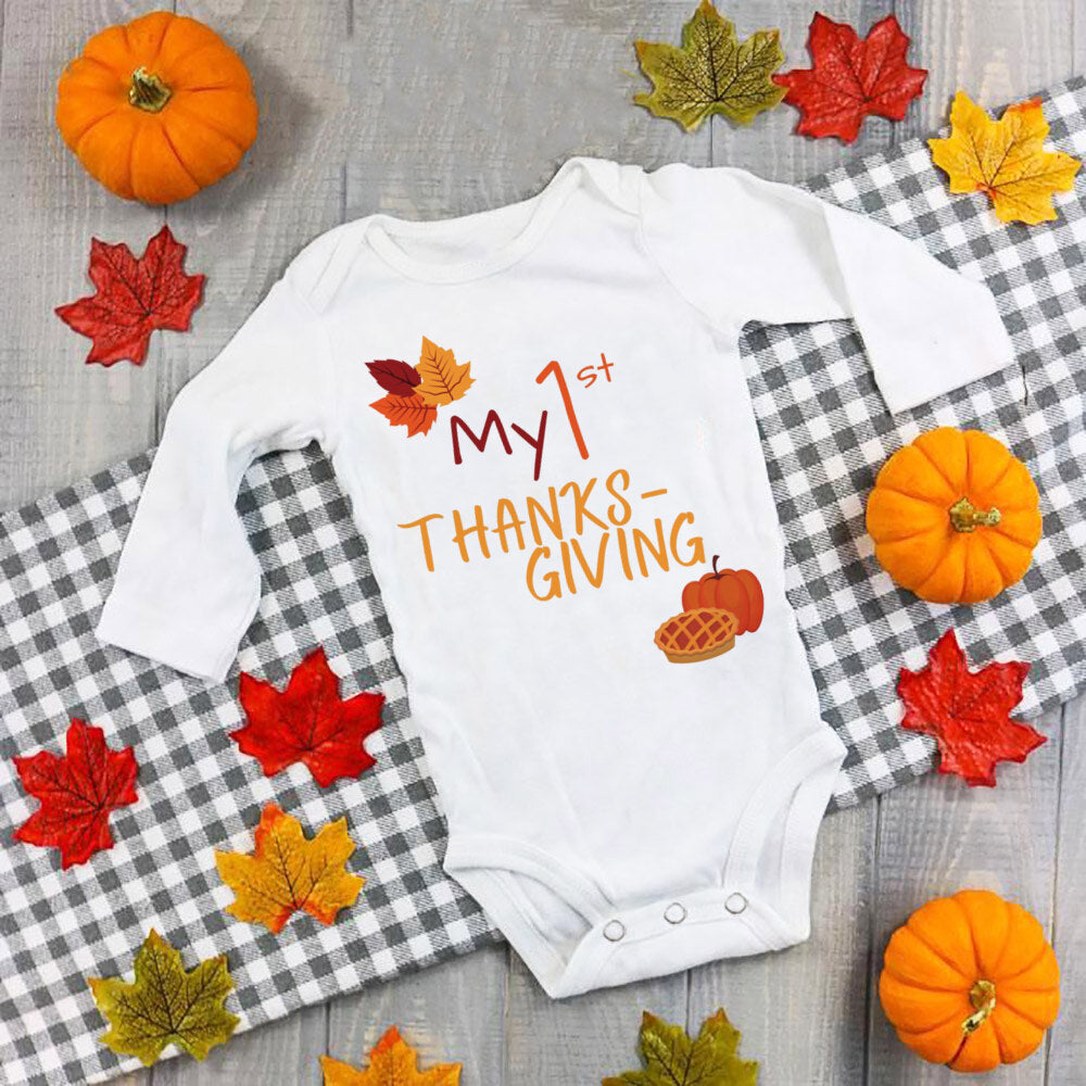 My First Thanksgiving Baby Bodysuit Infant Turkey Romper Girl Boy Cute Clothes Thanksgiving Baby Gift Fall Toddler Jumpsuit