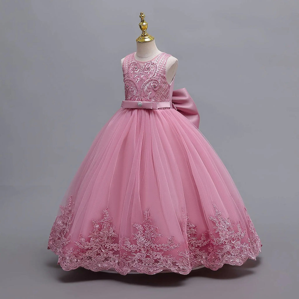 2025 New Hot Selling Girl Party Dress Gorgeous Big Bow Graduation Ball Dress 4 6.8 10 12 Elegant Birthday Dress Girl dresses