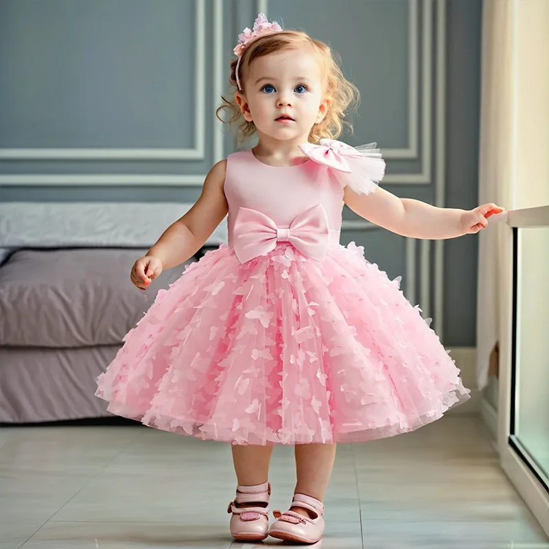 Mickey Minnie Mouse Girl Princess Dress Kid Clothes Party Birthday Outfits Evening Party Tulle Dress Wedding Wear Bowknot Dress