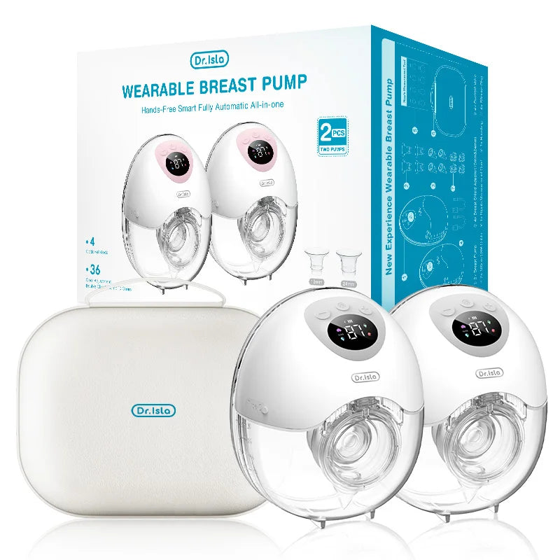 2PCS Wearable Electric Breast Pump 4Modes 36Suction Levels Breast Pump Milk Collector Gift Travel bag 19/24mm Flange