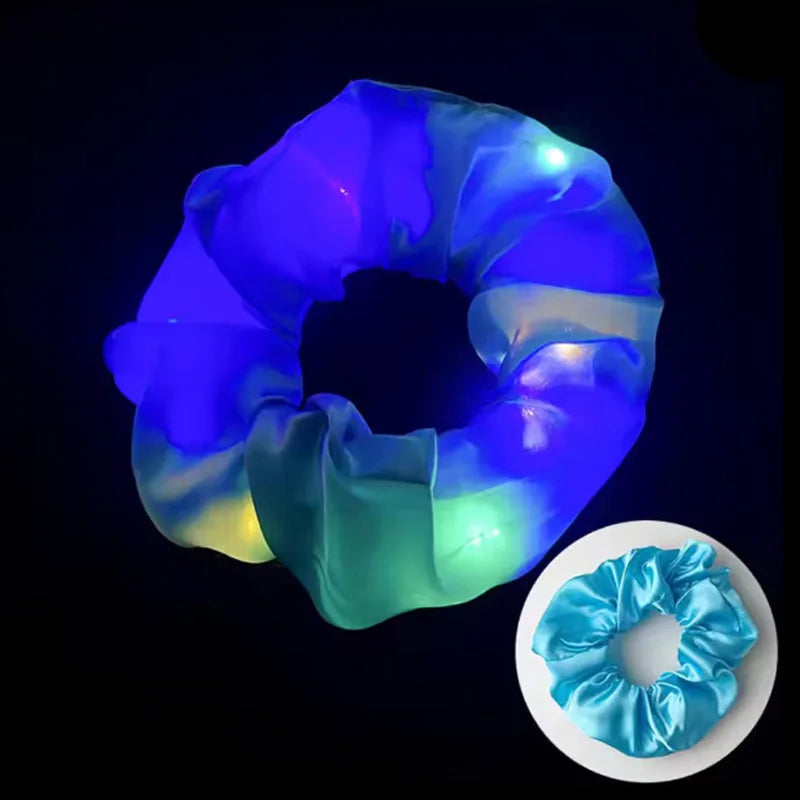 Popular Flashing Light Up hair tie LED Luminous scrunchies Women girls glowing Scrunchy Hair Rope Halloween luminous hairband