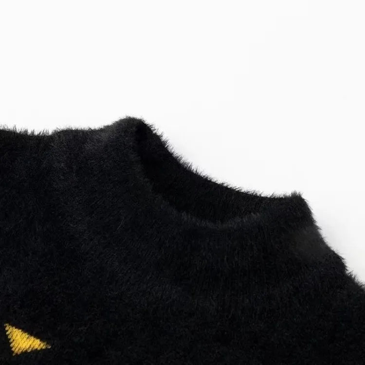 Heavyweight Mink Velvet Boys' Pullover Sweater Autumn Winter Base Layer Thickened Knit Sweater for Kids Ages 3-14 Toddler Youth