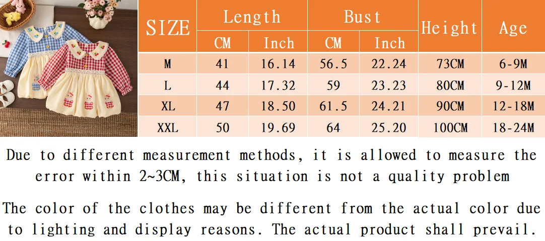 6-24 Months Spring And Autumn New Plaid Long Sleeved Baby Girl Dress, Rustic Style Children'S Clothing For Picnic Parties