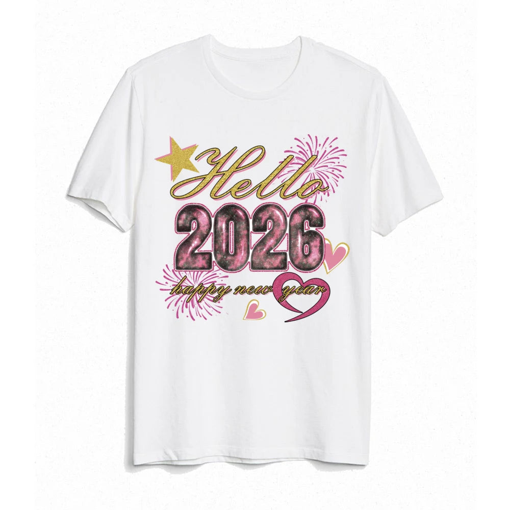 Hello 2026 Happy New Year Family Look Dad Mom Kids Shirt Baby Bodysuit Family T-shirt New Year Holiday Party Family Clothes