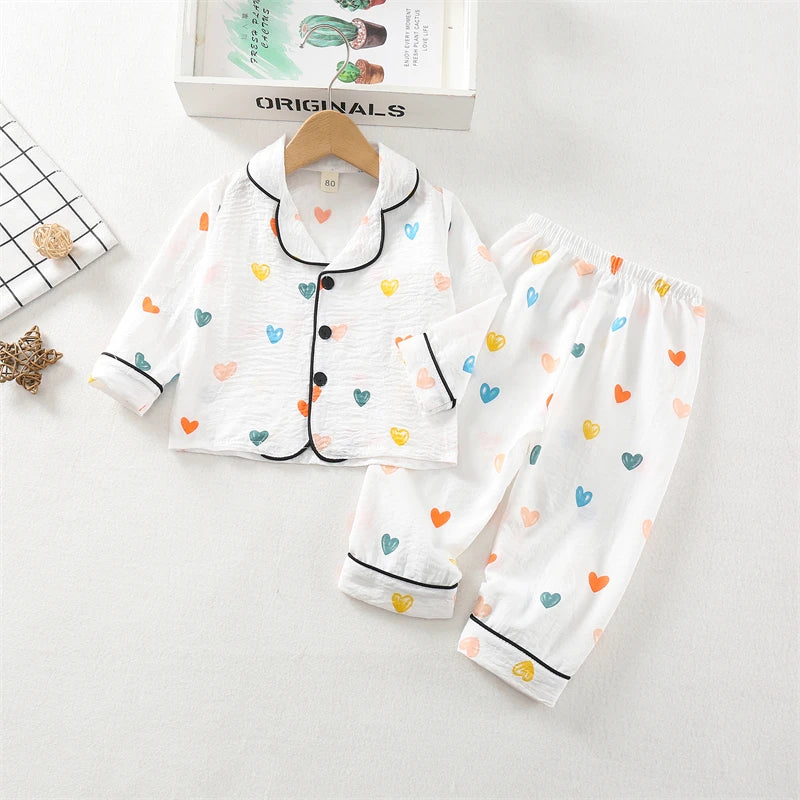 New Spring Autumn Baby Clothes Kids Pajamas Children Boys Sleepwear Tops And Pants Infant Girls Clothing Toddler Casual Costume