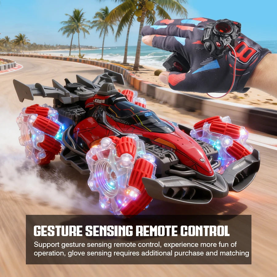 Colorful lights spray stunt racing 4WD shift 2.4G wireless gesture induction racing race remote control toy car