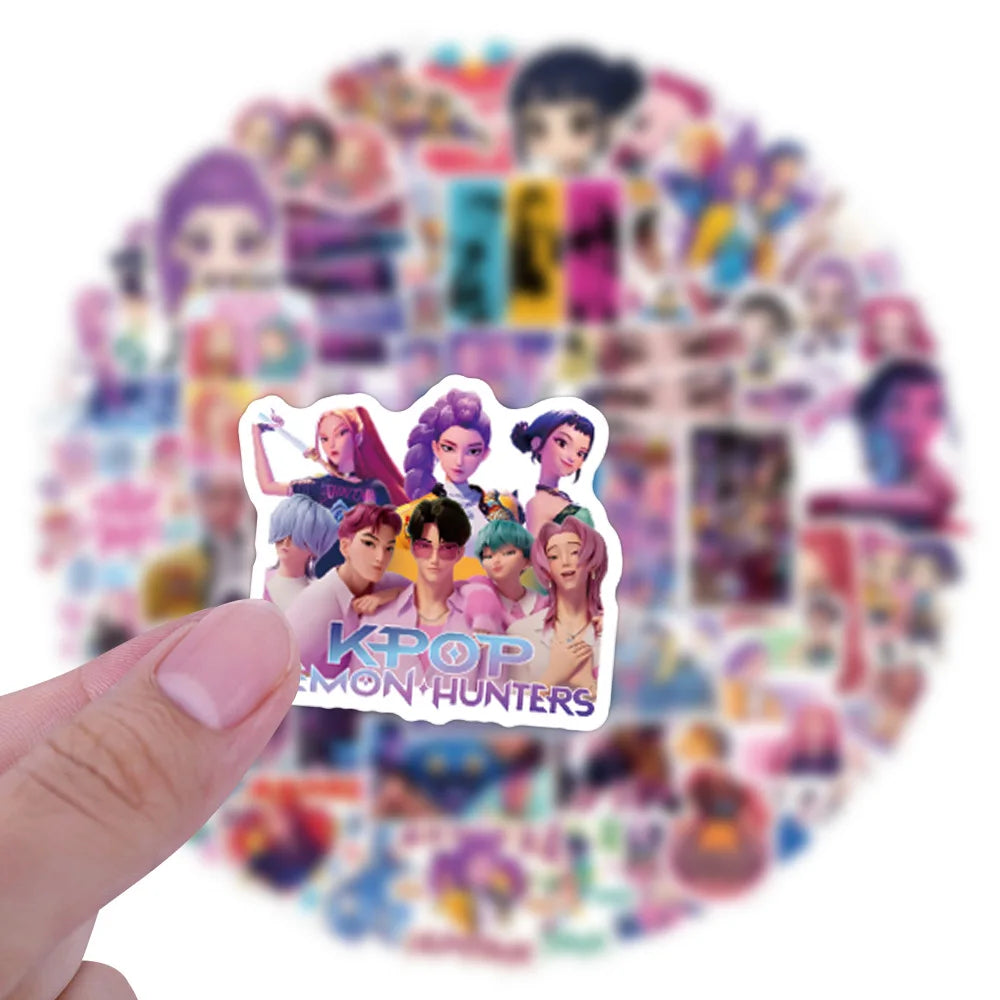 Anime Kpop Demon Hunters Stickers 55/110pcs Cartoon Sticker Huntrix Decorative Stickers for Scrapbook Aesthetic Notebook Gifts