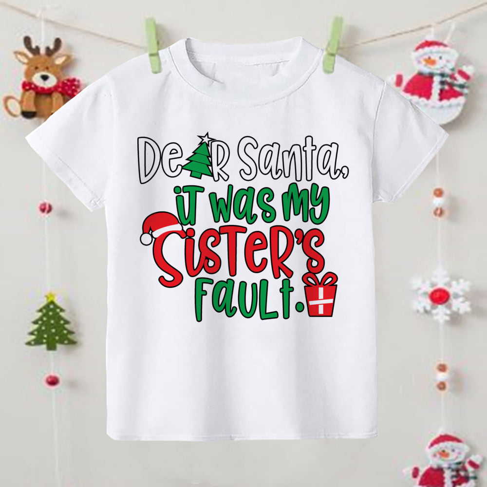Christmas Children's T-shirt Xmas Party Gift Boys Girls Sibling T Shirt Outfits Clothes Kids T Shirts Cute Short Sleeve Tops Tee