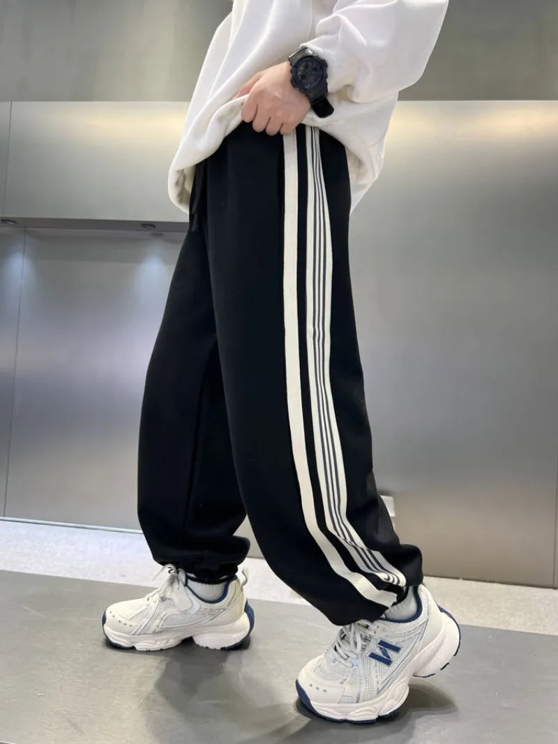 2025 New Release Boys' Wide-Leg Pants - Breathable Sporty Straight Leg for Boys 120-170cm, Spring Autumn Streetwear Casual Wear