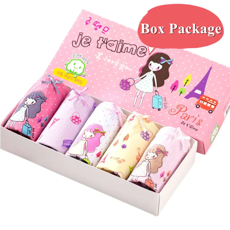 5/10 Pieces Cotton Girls Triangle Panties Cute Characters Pattern Children's Underwear Daily Wear Comfortable Schoolgirl Briefs