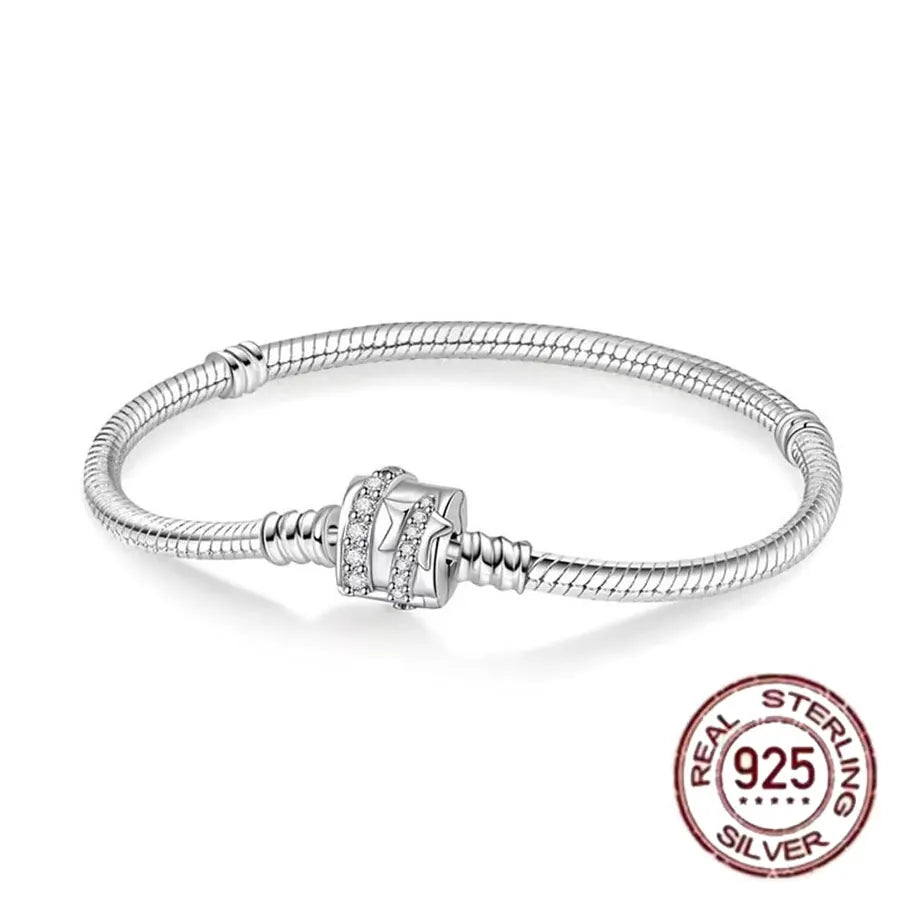 Hot selling S925 sterling silver crown snake bone bracelet, suitable for original DlY bracelet, women's fashion jewelry