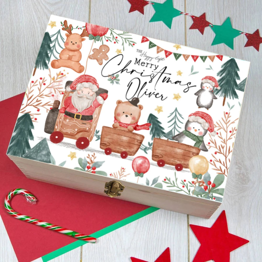 Personalized Christmas Eve Box Boys Girls Xmas Cute Gift Custom Christmas Keepsake Box Kids Xmas Party Gifts Child Wooden Box