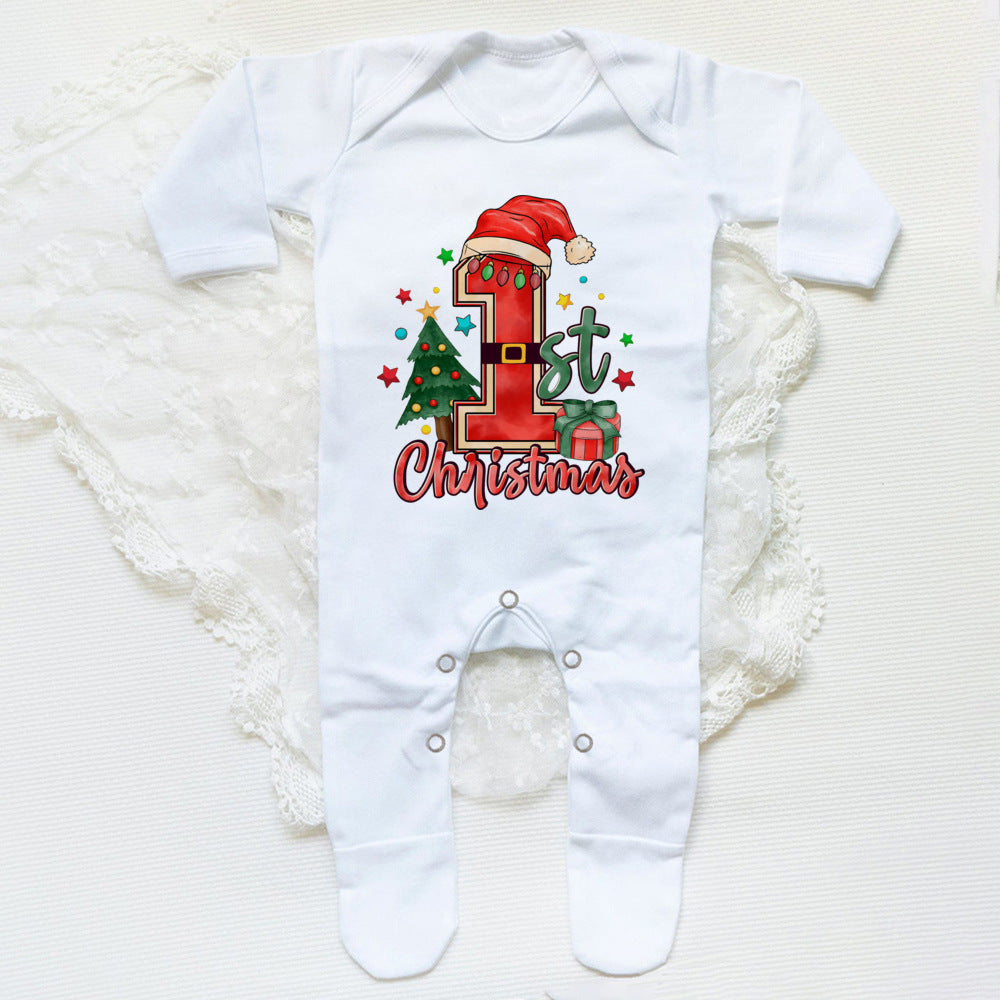First Christmas Print Baby Sleepsuit Xmas Babygrow Sleepsuit Infant Christmas Gift Boys Girls Clothes Baby Coming Home Outfits