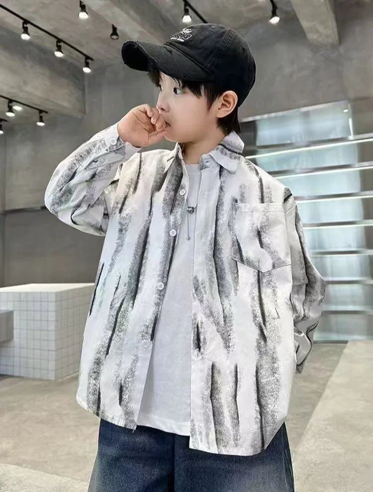 2025 New Boys' Spring Autumn Long Sleeve Shirt Toddler Boys Stylish Long Sleeve Shirt Trendy Design for Kids