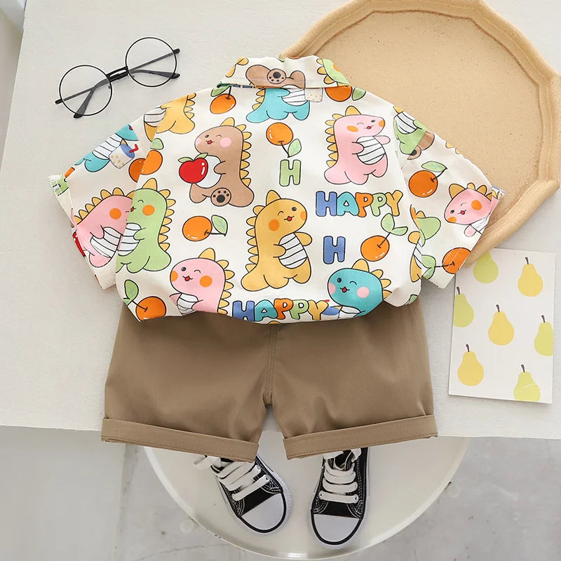 New Summer Baby Clothes Suit Children Boys Casual Cartoon Shirt Shorts 2Pcs/Sets Infant Outfits Toddler Costume Kids Tracksuits