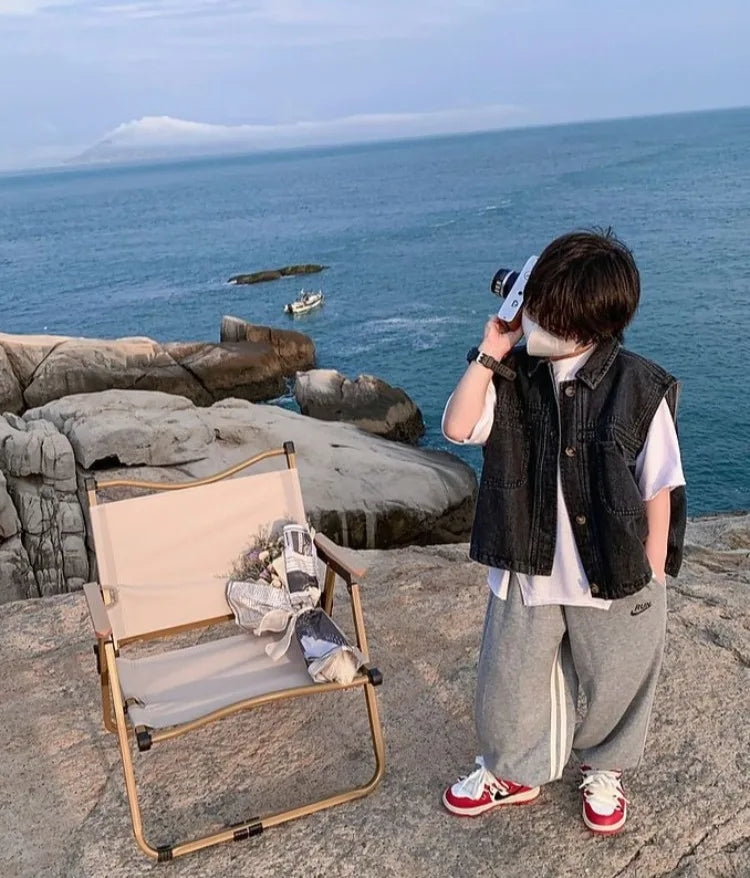 2025 New Boys Denim Vest Sleeveless Toddler Boys Spring Autumn Stylish Kids Jacket