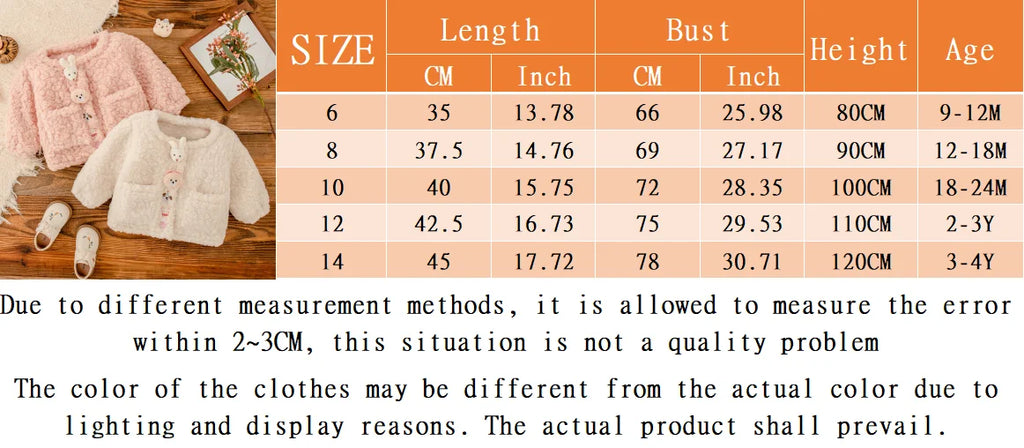 New Autumn And Winter Thick And Warm Baby Girl Coat, Cute Cartoon Children'S Clothes For Babies Aged 9 Months To 4 Years Old