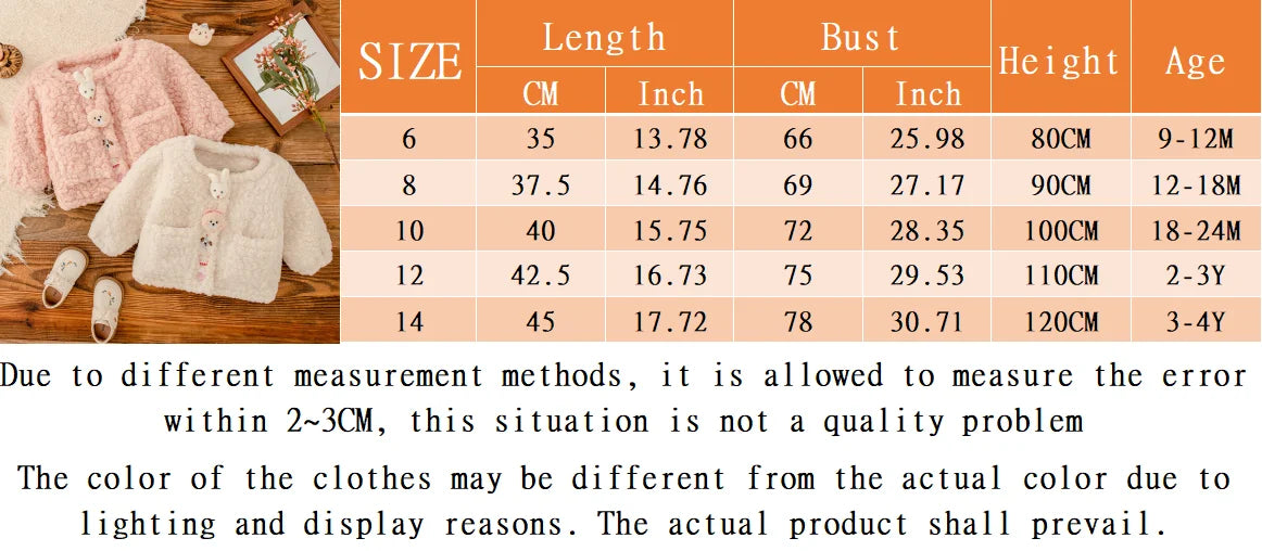 New Autumn And Winter Thick And Warm Baby Girl Coat, Cute Cartoon Children'S Clothes For Babies Aged 9 Months To 4 Years Old