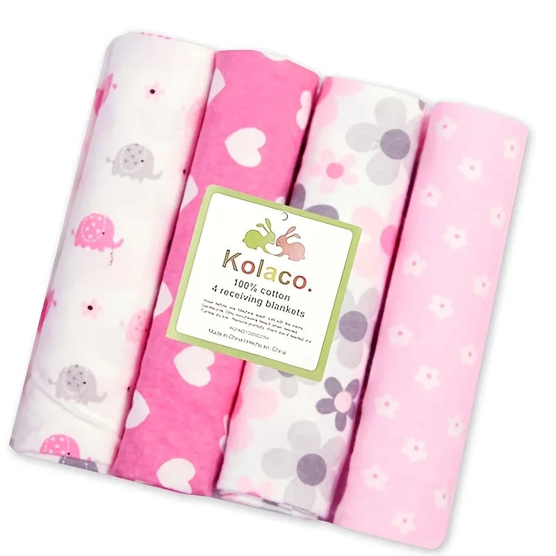 100% Cotton 4pcs/pack Receiving Baby Blanket Newborn 76x76cm Baby Bedsheet Supersoft Blanket Swaddle
