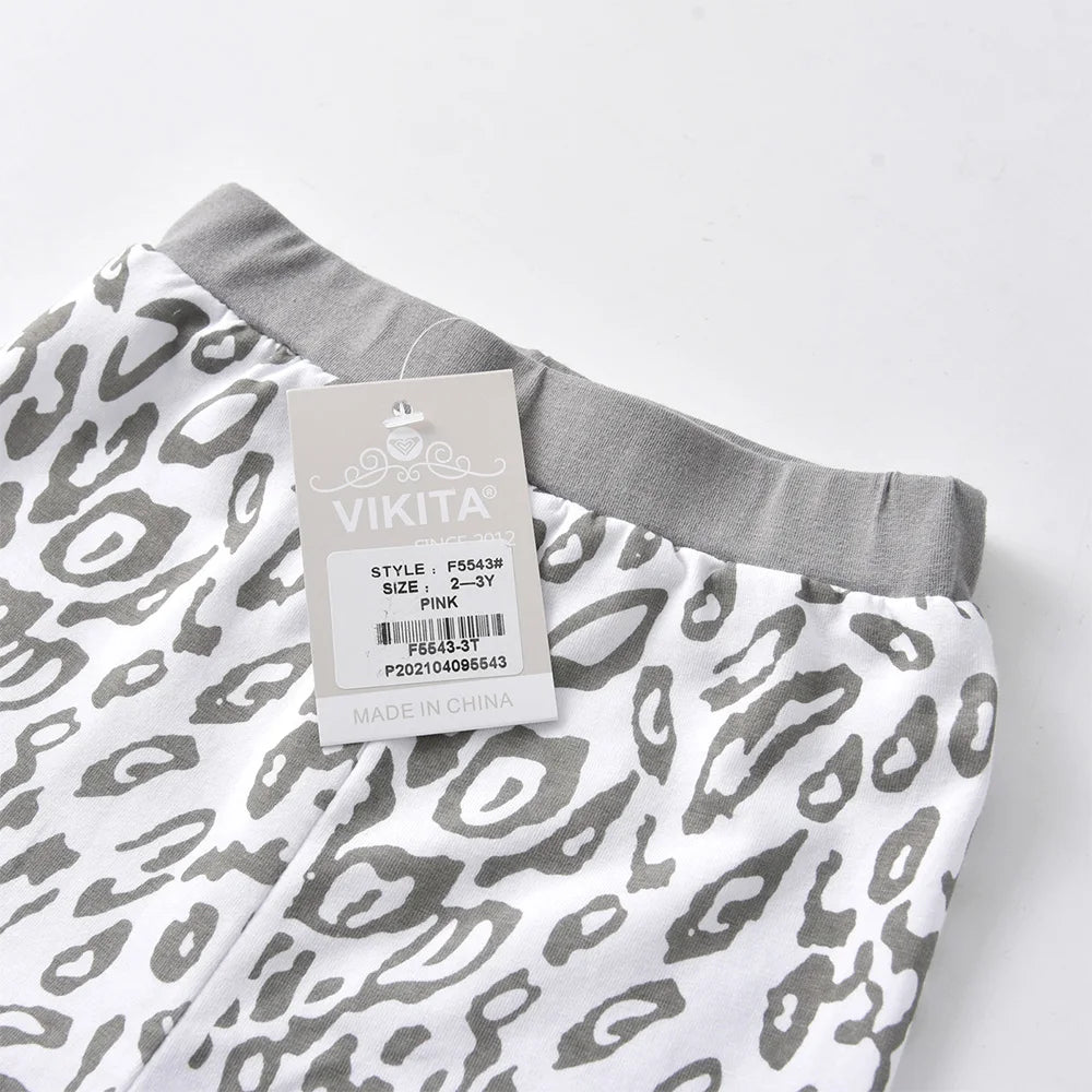 VIKITA Kids Leopard Print Leggings Girls Bottom Wear Pants Infant Toddler Children Skinny Trousers Pencil Pants Children Clothes