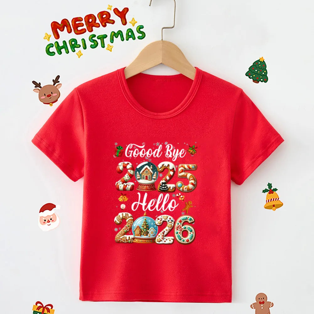 Goodbye 2025 Hello 2026 Family Christmas Matching Clothes T Mom Dad Daughter Son Tops Family Xmas Shirt Christmas Holiday Gift