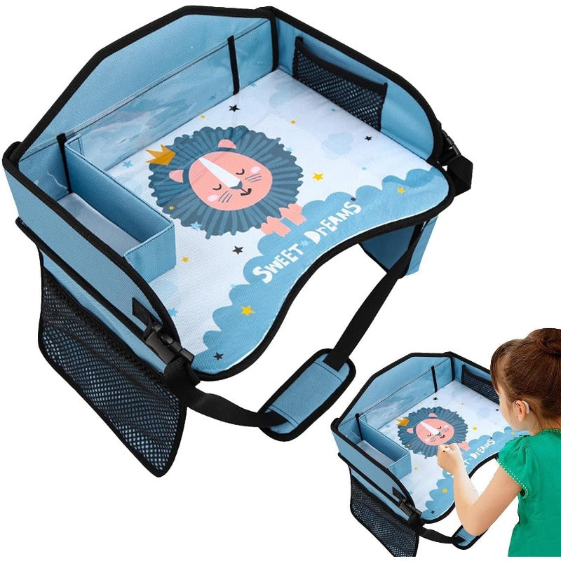 Kids Travel Tray for Toddler & Kids Car Seat, Lap Tray for Airplane, Carseat Table Tray with Organizer for Road Trip Activities