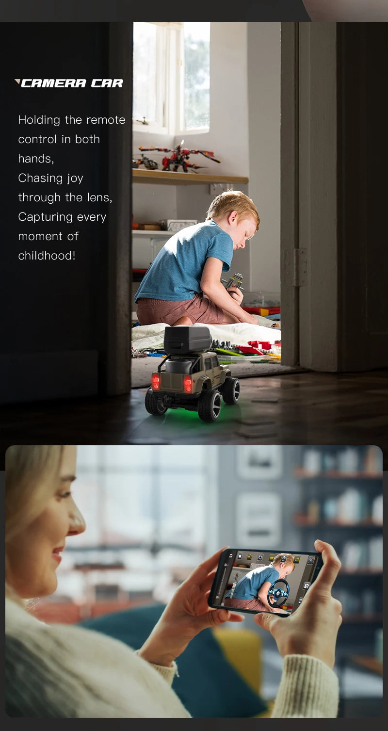 KF32 1:64 RC Mini Climbing Alloy Video Car With LED Light  and HD Camera Radio Remote Control Vehicle Toy for Kids Best Gift