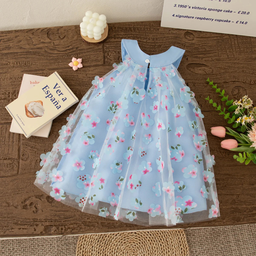 Summer New Floral Chiffon Baby Girl Princess Dress, Sweet Bow Children'S Sleeveless Clothes For Babies Aged 3 Months To 3 Years