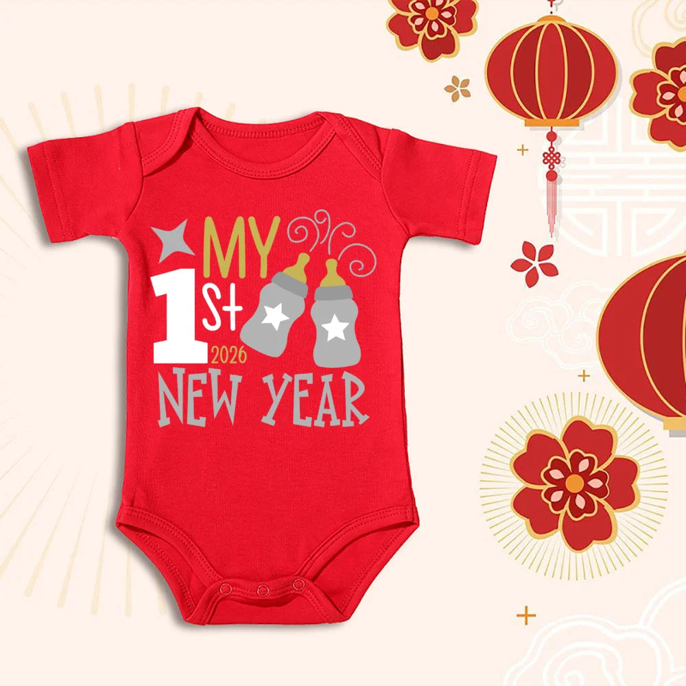 My 1st New Year 2026 Baby Cotton Rompers Newborn Infant Jumpsuit First New Year Baby Bodysuit Toddler New Year Ropa