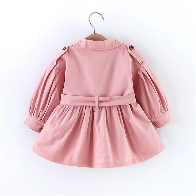(0-3 Years Old) New Korean Style Baby Girl Coat For Spring And Autumn, Simple Solid Color Children'S Long Sleeved Clothes