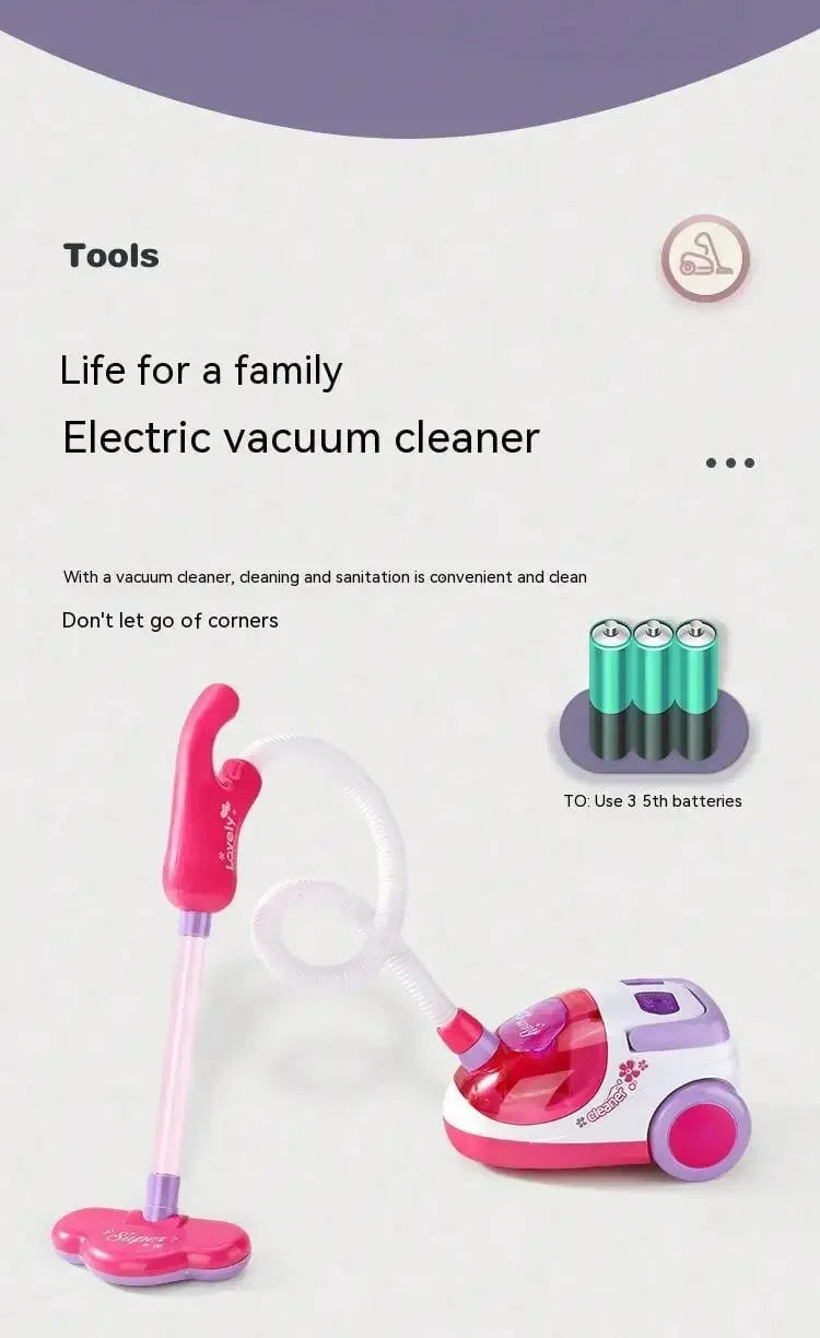 Housekeeping Cleaning Trolley Playset Caddy Includes Accessories and Toy Vacuum with Sounds and Lights Pretend Play for Girls