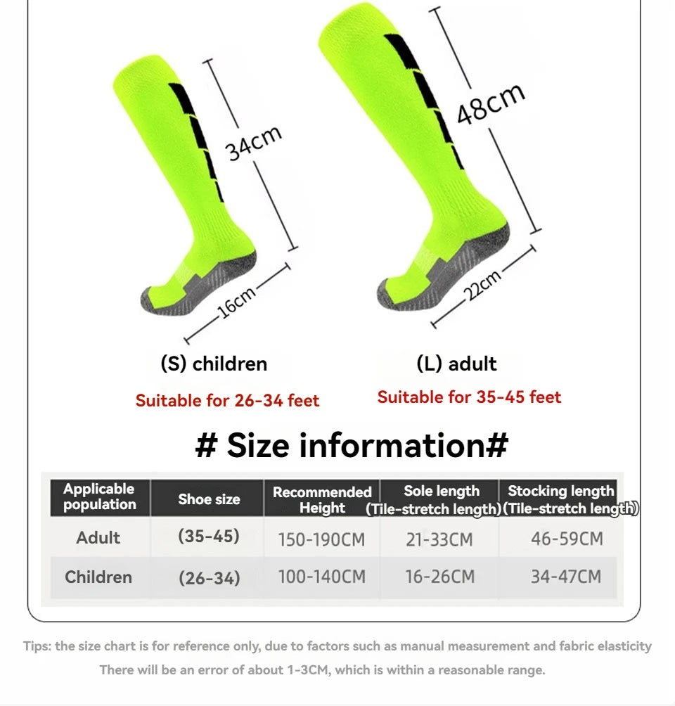 Loogdeel 1 Pair Soccer Socks, Sport Knee High Socks Calf Compression Athletic Socks for Kids Adults Running&Training Football