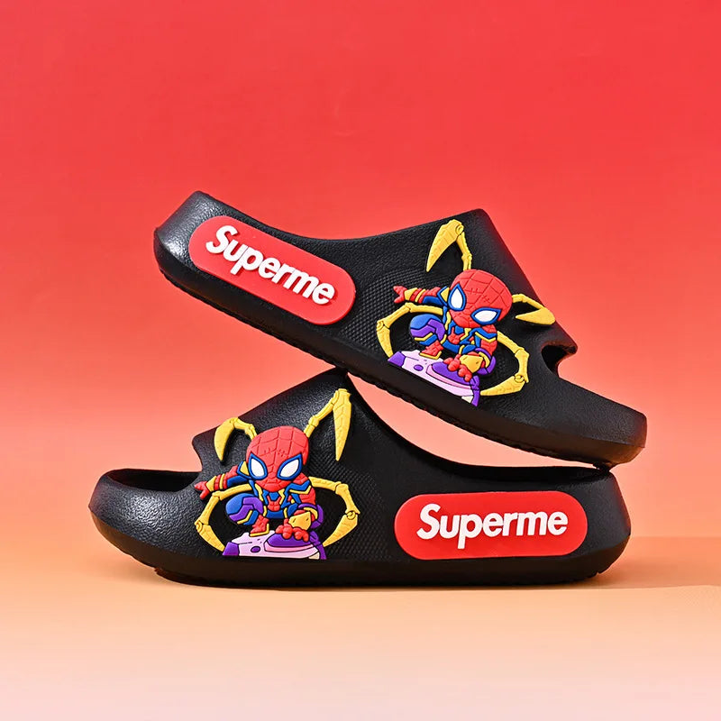 Disney Children Home Slippers Kids Cartoon Spiderman Boys Girls Soft Sole Shoes Anti-Slip Beach Slippers Size 24-45