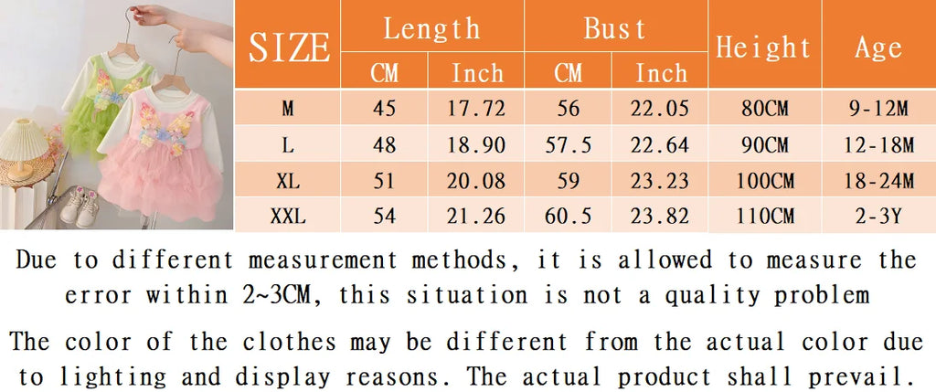 Spring And Autumn New Baby Girl Princess Dress, Sweet Flower Butterfly Children'S Long Sleeve Clothes For Babies Aged 0-3 Years