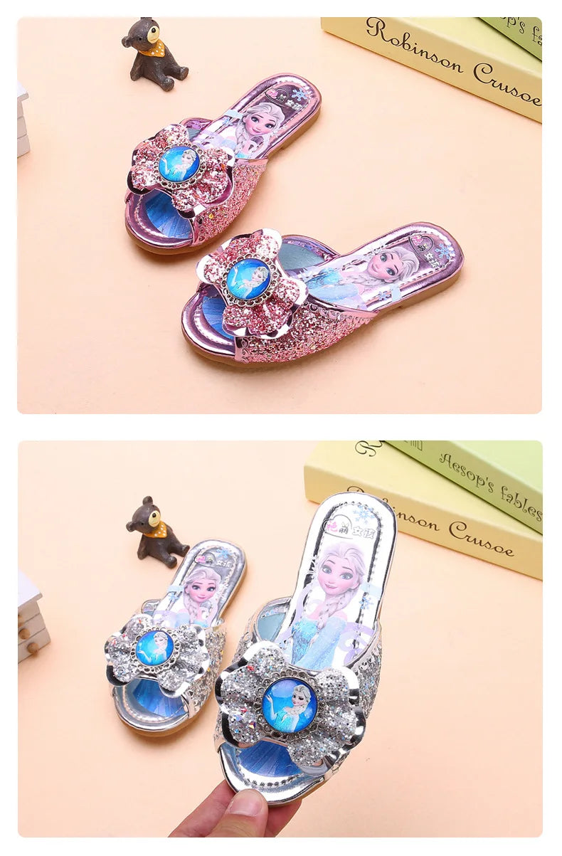 Disney Girls' Sandals Slippers Summer Party Shoes Soft Soled Baby Shoes Frozen Elsa Princess Outdoor Children's Slippers