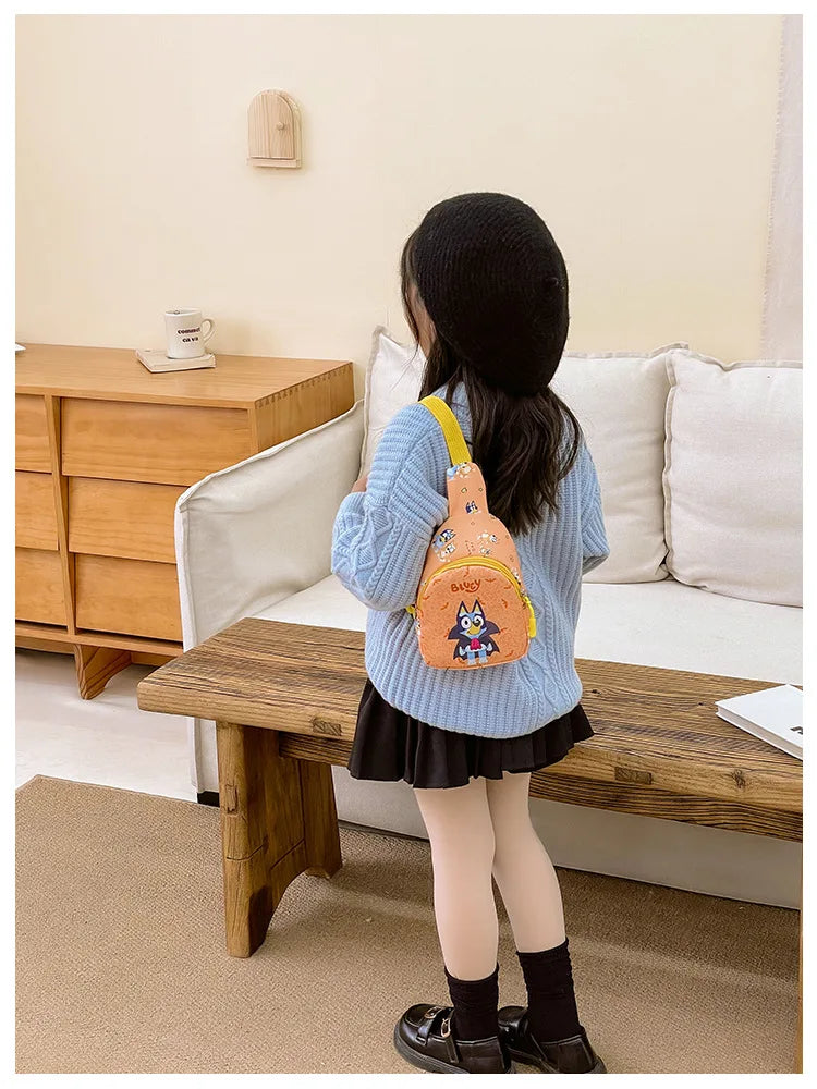 Bingo Friends Children's Bag Cute Bluey Family kids Chest Bag Kindergarten Cartoon Light Crossbody Bag Halloween Christmas gift