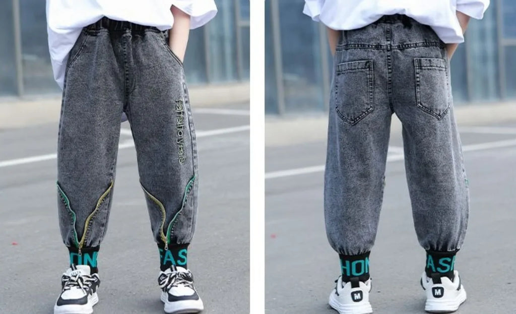 Kids' Loose Fit Dad Jeans for Boys & Girls, Big Kids Spring Autumn School Jeans, Stylish & Trendy Long Pants