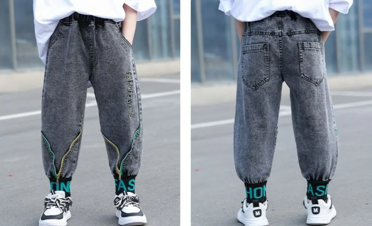 Kids' Loose Fit Dad Jeans for Boys & Girls, Big Kids Spring Autumn School Jeans, Stylish & Trendy Long Pants