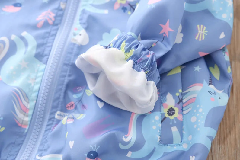 Fashion Kawaii Children's Jackets for Boys Girls Pink Blue Autumn Clothes 1 to 2 3 4 5 6 7 8 9 Years 2024 Kids Hoodie Waterproof