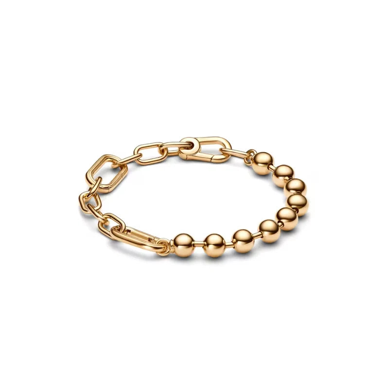 New 925Silver original 17-21CM Pearl Heart-Shaped Hard Ring Square Buckle Round Bracelet Fit for DIY Mini Birthday Jewelry Gifts