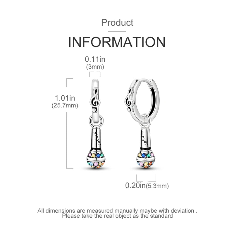 925 Sterling Silver Career Eardrop Musical Note Earrings Painter Microphone Earrings Fit For Women Workplace Birthday Gift