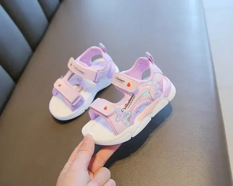 Girls Sandals Gladiator Cartoon Sweet Soft Children Beach Shoes Kids Summer Floral Sandals Princess Shoes Fashion Cute