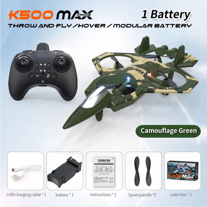 JCMO K500MAX Glider Flying Helicopter RC Hobby Jet Plane 2.4G Stunt Remote Control Foam Fighter Airplane Toy Drone With Light
