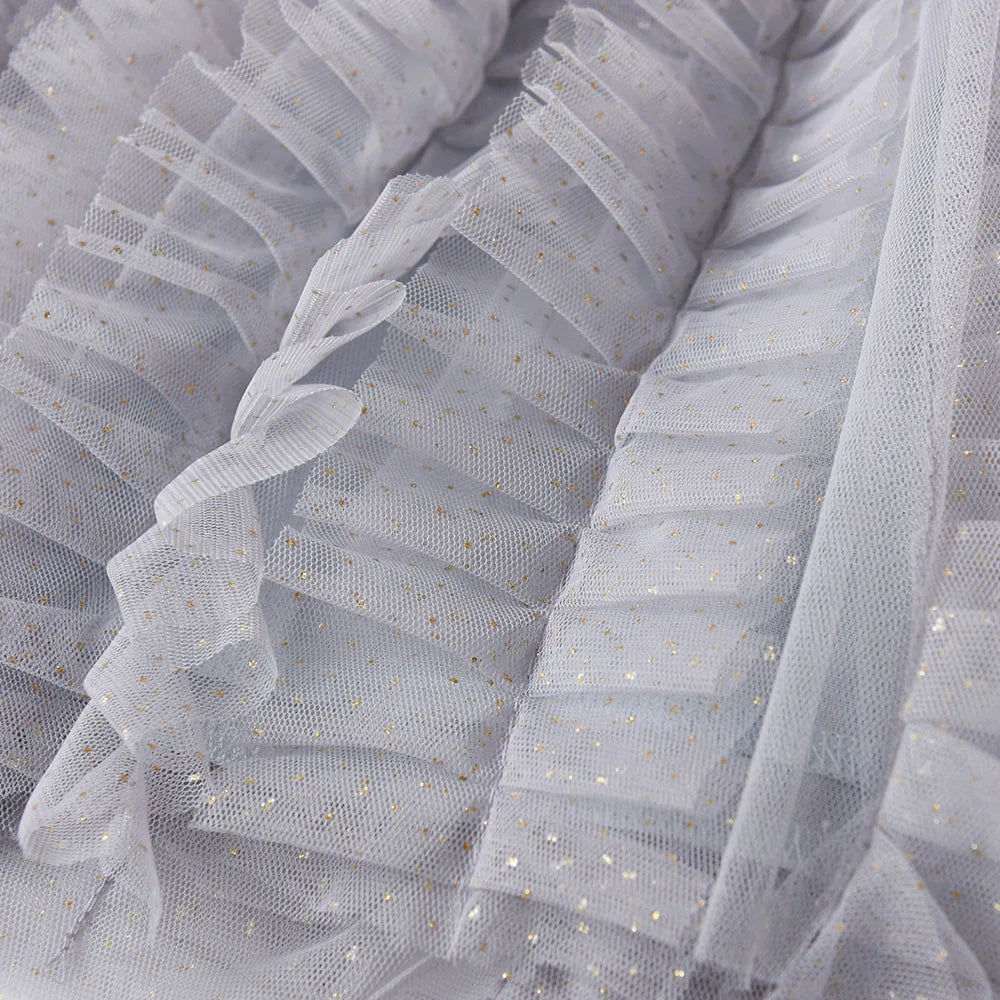 VIKITA Girls Teenagers Licorne Print Cartoon Glittery Dress Kids Navy Blue Grey Tiered Tulle Layered Tutu Princess Dresses 3-8Y