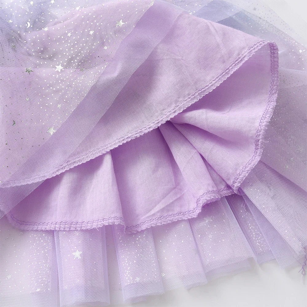 VIKITA Girls Gradient Skirts Kids Star Sequins Elegant Fashion Skirt Kids Mesh Tulle Princess Mini Skirt Children Clothes 3-8Yrs